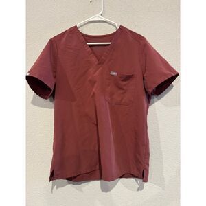 FIGS Technical Collection Women's Scrub Top - Maroon, Size Large